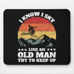Grappige ski-kunst voor opa mannen skien Nordic sk Muismat