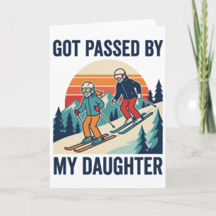Grappige Ski Vader Ingehaald Door Dochter Winter H Kaart