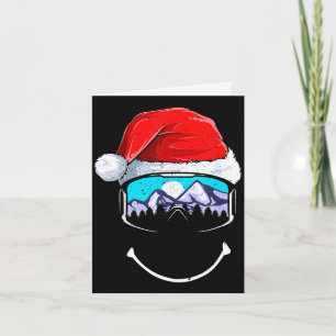 Grappige skiberg kerstman hoed vrolijk kerstfeest kaart