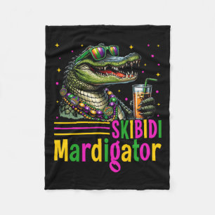 Grappige Skibidi Mardigator Alligator Mardi Gras A Fleece Deken