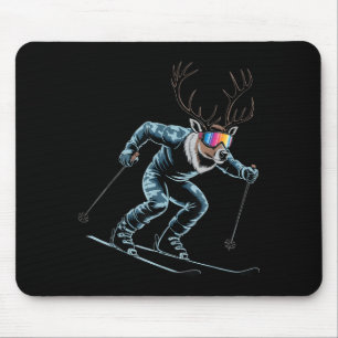 Grappige Skiende Rendier Ski Winter Srt Snowboarde Muismat