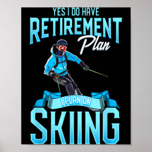 Grappige skiërs pensioenplan voor skiën sneeuwski poster