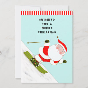 Grappige skikaart kerstvakantie feestdagenkaart
