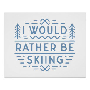Grappige skiliefhebbers skiërs esthetisch blauw perfect poster