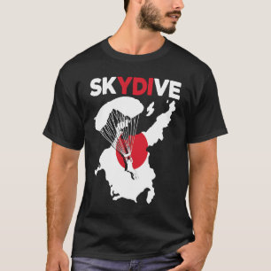 Grappige Skydive Japan Vlag Parachutespringen Skyd T-shirt