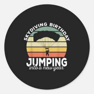 Grappige Skydiver Retro Design Skydiving Verjaarda Ronde Sticker