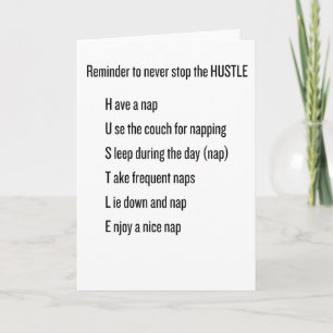 Grappige Slaapkaart – Stop nooit met de Hustle Bedankkaart