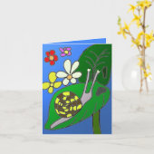 Grappige Slak Bewerkbaar  Kaart (Gele Bloem)