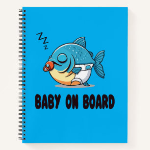 Grappige slapende baby vis cartoon - Schattige bab Notitieboek