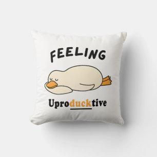 Grappige slapende eend meme over onproductiviteit kussen