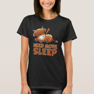 Grappige Slapende Hoogland Rund Rund Pyjama Slaapt T-shirt