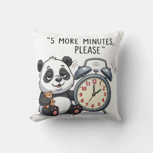 Grappige slapende panda-illustratie met wekker kussen