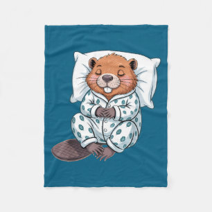 Grappige Slaperige Bever Pyjama Vrouwen Mannen Kin Fleece Deken
