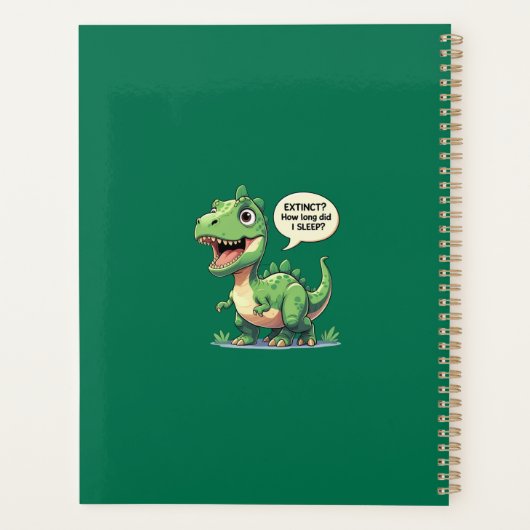 Grappige slaperige dinosaurus aangepaste tekst planner (Achterkant)