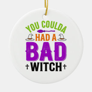 Grappige Slechte Heks Halloween Citaat Vector Desi Keramisch Ornament