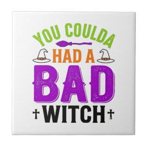 Grappige Slechte Heks Halloween Citaat Vector Ontw Tegeltje