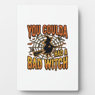 Grappige Slechte Heks Halloween Vintage Gravure On Fotoplaat
