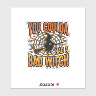 Grappige Slechte Heks Halloween Vintage Gravure On Sticker