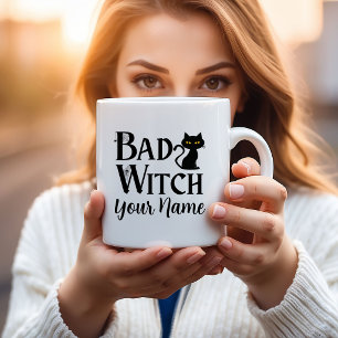 Grappige Slechte Heks Zwarte Kat Halloween Cadeau Koffiemok