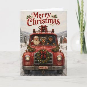 Grappige sleepwagen Kerstman rendier bedrijf Kerst Feestdagen Kaart