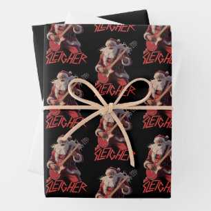 Grappige Sleigher Metal Band Rock Sint Kerstmis Inpakpapier Vel