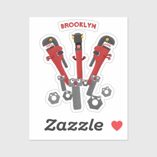 Grappige sleutel monster gereedschap humor cartoon sticker (Vel)