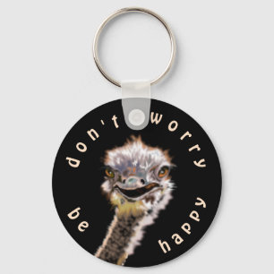Grappige Sleutelhanger met Happy Ostrich -
