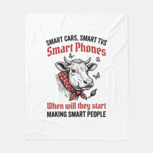 Grappige Slimme Mensen Koe Vintage Gravure T-Shirt Fleece Deken