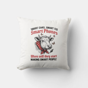 Grappige Slimme Mensen Koe Vintage Gravure T-Shirt Kussen