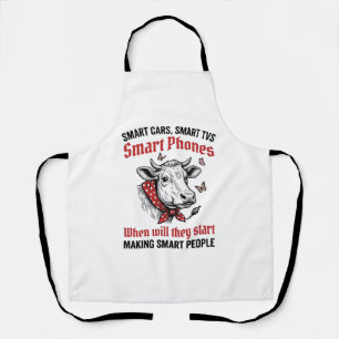 Grappige Slimme Mensen Koe Vintage Gravure T-Shirt Schort