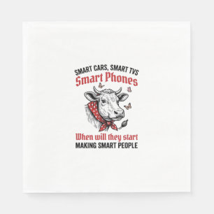 Grappige Slimme Mensen Koe Vintage Gravure T-Shirt Servet