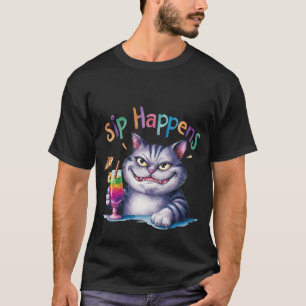 Grappige "Slurpen Happen"Waterverf Kat Cocktail🍹� T-shirt