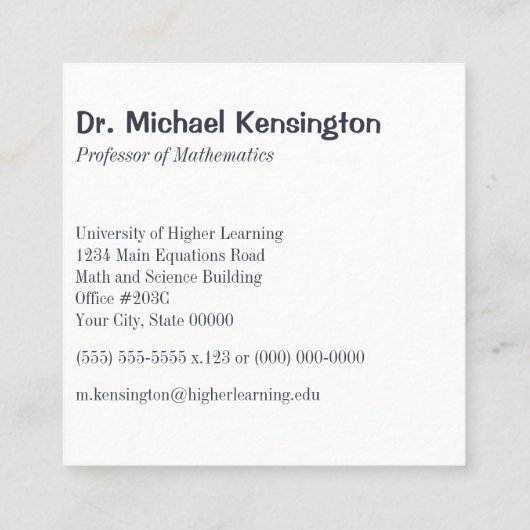 Grappige Smart Sasquatch Wiskunde vergelijkingen o Vierkante Visitekaartje (Achterkant)