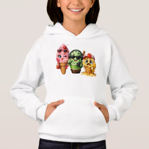 Grappige Smeltende IJscrème Bende Kawaii Karakter