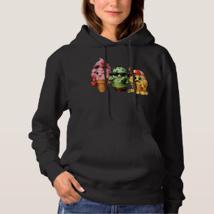 Grappige Smeltende IJscrème Bende Kawaii Karakter Hoodie