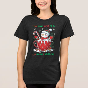 Grappige Smeltende Sneeuwman Kerstmis Tri-Blend Shirt