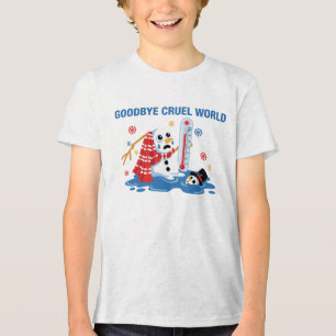 Grappige Smeltende Sneeuwman Vaarwel Wrede Werel Tri-Blend Shirt