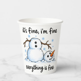 Grappige Smeltende Sneeuwman Winter Humor Papieren Bekers