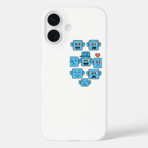 Grappige Smilo Emoji iPhone Case-Schattigee blauwe 16 Hoesje