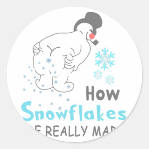 Grappige Sneeuw Hoe Sneeuwvlokken Echt Worden Gema Ronde Sticker
