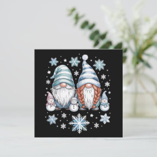 Grappige Sneeuwman Kabouters Met Sneeuwvlokken Sch Feestdagenkaart
