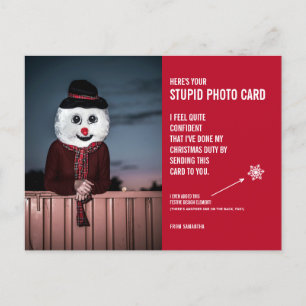 Grappige Sneeuwman Kerst Stomme Fotokaart Briefkaa Briefkaart