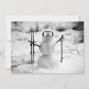 Grappige Sneeuwman Kerst Winter Sporten Skiën Vaka Feestdagenkaart