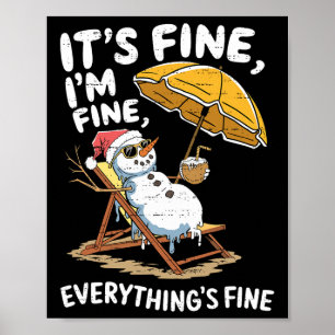 Grappige Sneeuwman Kerstmis In Juli Xmas Zomer Ker Poster
