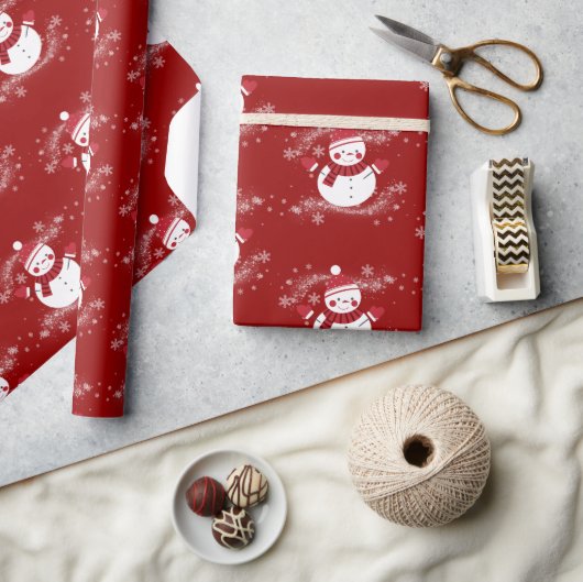 "Grappige Sneeuwman" Kerstthema Cadeaupapier (Crafts)