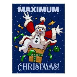 Grappige Sneeuwman Maximaal Kerst Surprise Cartoon Perfect Poster
