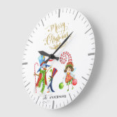 Grappige Sneeuwman Pinguïn Gouden Glitters Vrolijk Grote Klok (Hoek)