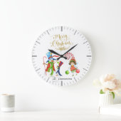 Grappige Sneeuwman Pinguïn Gouden Glitters Vrolijk Grote Klok (Huis)