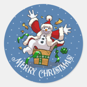 Grappige Sneeuwman Prettig Kerstmis Verrassing Car Ronde Sticker
