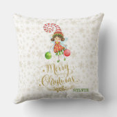 Grappige sneeuwman Rudy Fairy Gold Vrolijk kerstfe Kussen (Achterkant)